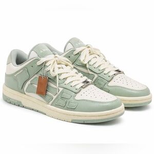 AMIRI Skel Top Low Sneakers Frost Green Leather Size 8 Authentic With Box
